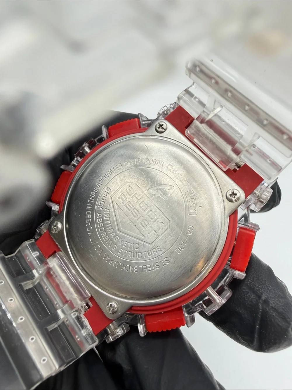 Custom Casio G-Shock GA-100 Clear Red Analog Digital Watch
